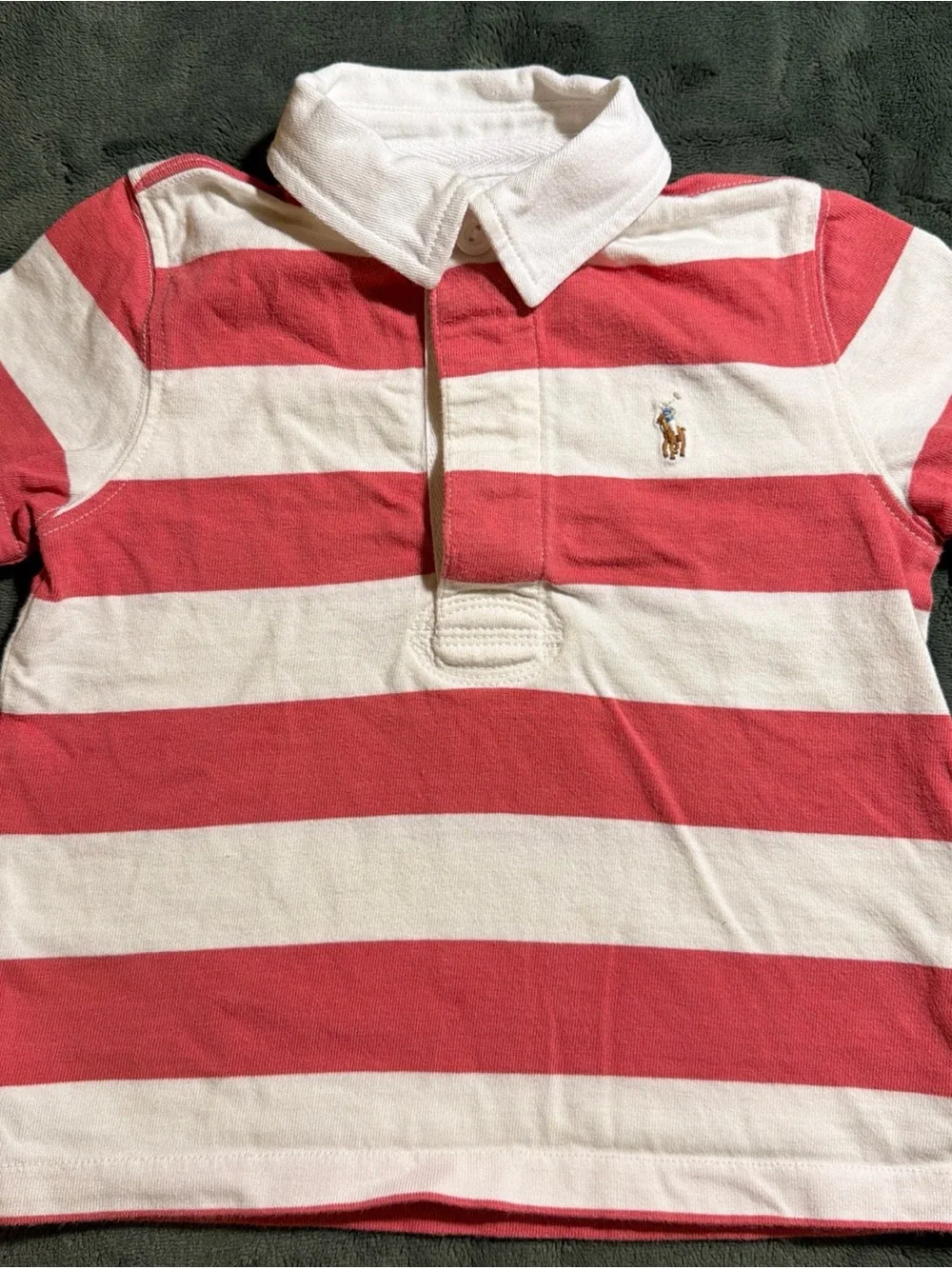 Ralph Lauren Red and White Striped Polo Shirt